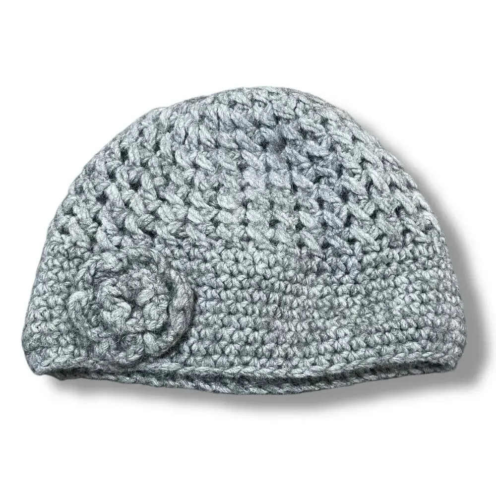 Fratelli Talli Firenze Italy Alpaca Knit Cloche Hat 3D Crochet Flower Beanie